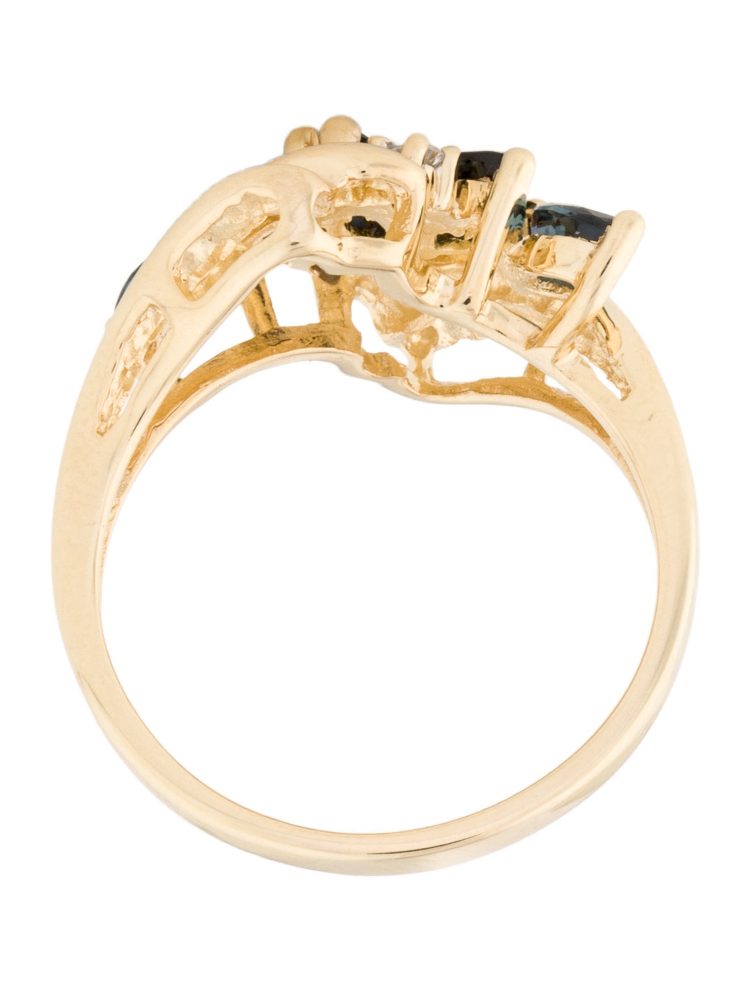 Ring 14K Sapphire & Diamond Cocktail Ring